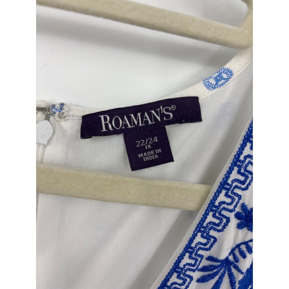 Roaman's Embroidered V-Neck Blouson Sleeve Midi Dress - Picture 5 of 7